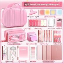 1pc Aesthetic Gradient Stationery Gift Box, High-Quality Minimalist Student Supplies Box, Ins Style Learning Accessories, Suitable For Back To School And Birthday Gifts - Sets - View 3