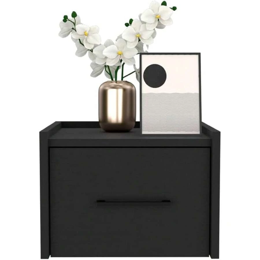 Floating Nightstand For Bedroom, Black Wall-Mounted Side Table, Space-Saving Storage Solution - màu đen - Xem 1