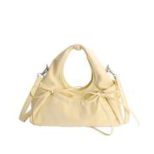 甜美风格新月形手提包，饰有蝴蝶结，多口袋设计，女士必备。Y2K芭蕾舞风格斜挎包，配有可调节肩带，是日常购物和休闲外出的理想之选。 - 黃色 - 查看 9