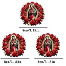 1pc/2pcs/3pcs Sacred Rose Virgin Mary, Red Rose Surrounding Virgin Mary Heat Transfer Patch For DIY T-Shirt, Sweatshirt, Jeans, Hoodie, Backpack, Jacket, Handbag, Pillow - L - View 5