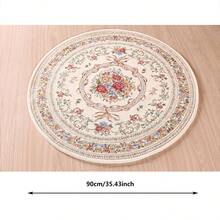 1pc Jacquard Woven Round Area Rug, European Farmhouse Style Home Decor Carpet, Suitable For Room, Bedroom, Bedside, Table & Chair, Machine-Woven Pattern, No Odor, Medium Thickness, Suitable For All Seasons, Easy To Fold And Store, Convenient To Clean - Multicolor - View 15