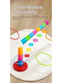 10-Layer Kids Throwing Ring Toss Game, Thickened Waterproof Rings, Sturdy Weighted Base, Stacking Ring Toss Toy, Parent-Child Interactive Gift - Multicolor - View 12