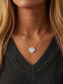 1pc Elegant Round Necklace, 925 Sterling Silver Women's Jewelry, Lightweight Luxurious Clavicle Necklace, Exquisite Jewelry Gift Suitable For Girls' Daily And Date Outfits - Style 4 - View 6