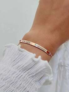 Personligt armband för 15-årsjubileum: Anpassat armband i rostfritt stål, guldfärgat, ungdomsarmband, anpassningsbar text, födelsedagspresent - form - Visa 3