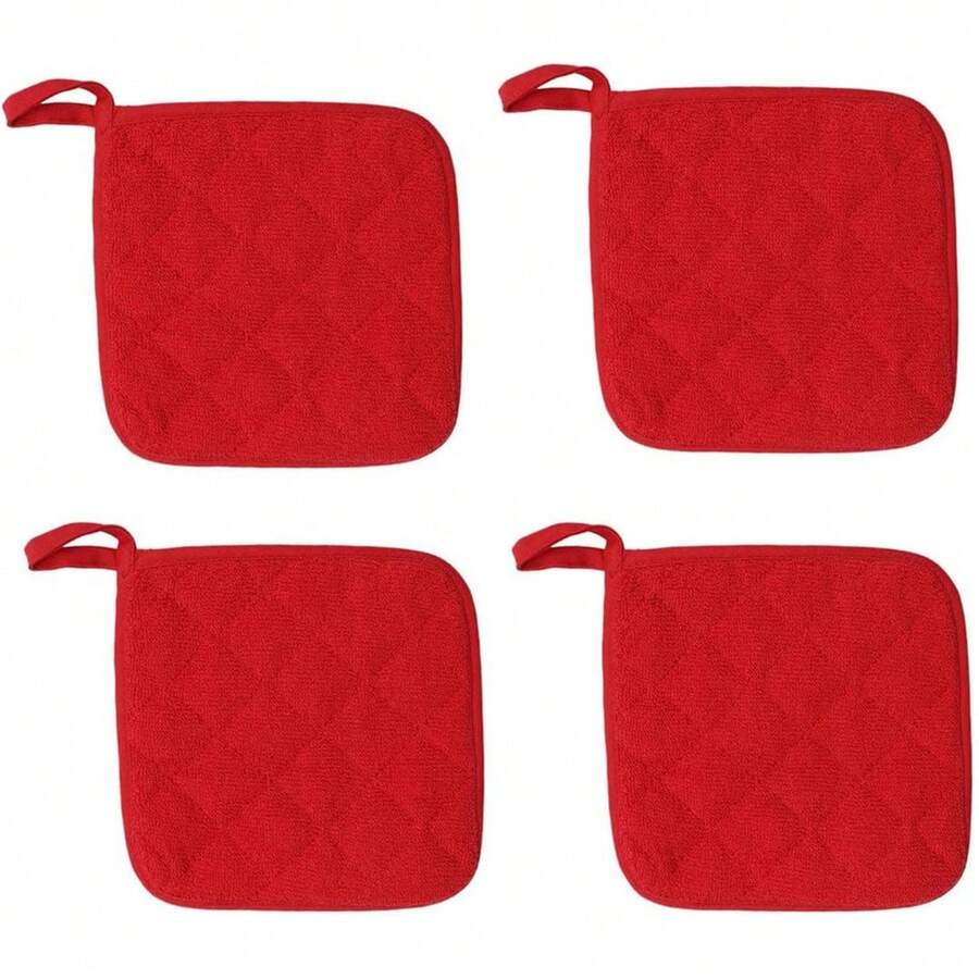 2pcs/4pcs/6pcs Set Kitchen Trivet Mats, Heat Resistant Insulation Pads, Cooking And Baking Trivets, Countertop, Oven Rack Liners, Kitchen Trivet Set, Used As Hot Dish, Hot Pot And Pan, Cast Iron Cookware Trivet. Protect Countertop From Scratches, Utensils Placed Under Heavy Cast Iron Sets. - Red - View 1