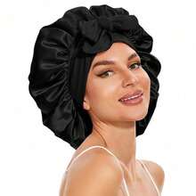Silky Satin Sleep Bonnet For Women With Adjustable Bow Ties - Luxurious Hair Protection Cap For Curly/Natural Hair, Multi-Color Options, Soft Nighttime Hair Care Essential,Bonnet,Shower Cap,Hair Products And Accessories For Barber Salon Beauty Travel Essentials,Back To School,Travel Holiday Essentials,Hair Accessories For Women - 基本型 - 查看 15