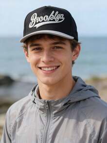 1 件装男士刺绣布鲁克林纽约市字母棒球帽，休闲透气可调节按扣帽，适合海滩、街头和日常穿着 - Brooklyn刺繡 - 查看 6