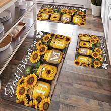 Sunflower Pattern Modern Kitchen Mat | Soft And Comfortable Lightweight Flannel, Suitable For Bedroom, Living Room, Dining Area, Bathroom, Laundry Room, Doorway, And More - Machine Made, Polyes - trắng - Xem 6