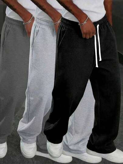 1pc Men's Solid Color Minimalist Style Knit Pants, Suitable For Sports & Casual Wear, Fashion Versatile, Comfortable , Great Gift For Boyfriend/Husband