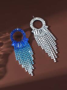 一对魅力春日薰衣草色 CZ 水晶流苏耳钉，适合舞会、派对、毕业典礼等场合佩戴 - 1205 - 查看 9