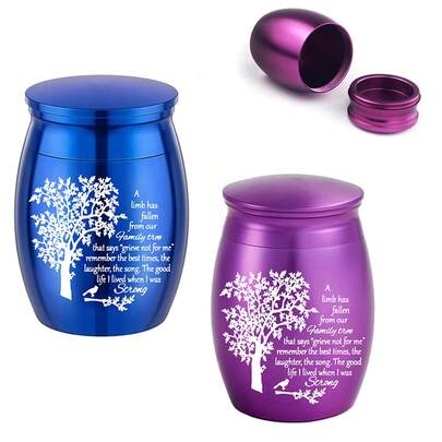 Mini Urns For Ashes Keepsake Purple/Blue, Small Cremation Keepsake Urns For Human/Pet Ashes, Memorial Sharing Urns For Family & Loved Ones