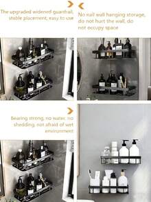 Shower Caddy Shelf- Self Adhesive No Drilling- Bathroom Shower Rack- Wall Mounted -Organizer With Rustproof Basket-Toilet And Kitchen Storage Bathroom Accessaries - Multicolor - View 5