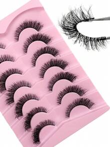 7 Pairs Fox Eye Eyelashes Russian Fluffy Curly Messy Cat Eye Lashes Winged End Eye Elongated Eyelashes Fluffy Soft Natural Short Faux Mink Fake Lashes Strip Lashes, Lashes, Eyelashes, Fake Lashes - Cat Eye Lashes - View 8