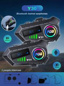 Casco de motocicleta Y30 con auriculares inalámbricos y función de intercomunicador. Rango de intercomunicación: 10 metros. Comunicación intercomunicador frontal-trasero. Tecnología de cancelación de ruido inteligente. Calidad de audio de alta fidelidad. Equipado con dos tipos de micrófono distintos. Compatible con todos. - Año 30 - Ver 12