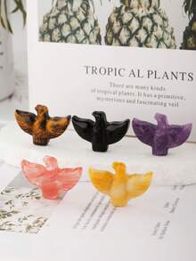 Yanxyad 1 Stück Natürlicher Tiger-Auge Stein Vogel Skulptur Heilkristall Tischdekoration, Kristall geschnitzte Adler Figur tragbarer Heilstein Geschenk - Verschiedenfarbig - Übersicht 4