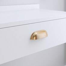 Gloss Wall-Mounted Vanity Dressing Table For Makeup With 1 Drawer And Jewelry Compartment With Shell Handle - 白色的 - 查看 3