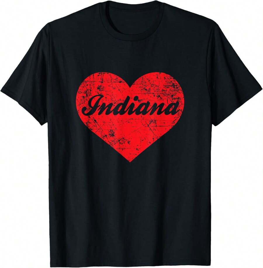I Love Indiana Heart Shirt, State Pride Region Midwest Gift T-Shirt - Black - View 1