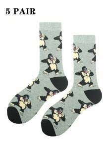 1 Pair Roaring Gorilla Pattern Men's Crew Socks - Multicolor - View 11