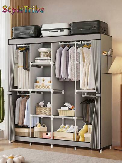 StyleTribe Grande (4 columnas) / Mediano (3 columnas) / Pequeño (2 columnas) de Armario Organizador, Closet Armable con Tela Repelente al Polvo, Estructura Resistente y de Alta Calidad - Diseño Práctico y Estético para una Organización Eficiente del Hogar - Clóset Modular Armable con Tela Resistente y Antipolvo - Almacenamiento Práctico y Elegante para Ropa y Accesorios, Fabricado con Materiales de Alta Durabilidad, Para Habitación