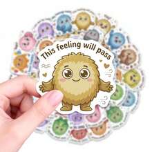 50pcs Cute Monster Stickers - Emotional Learning Monster Series "My Feelings Matter" And "Take A Deep Breath" Characters, Suitable For Decorating Journals, Planners, Etc., Encouraging Self-Expression Aesthetic Collection - Multicolor - View 2