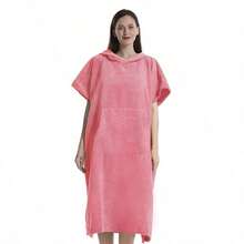 女士宽松冲浪浴袍斗篷沙滩罩衫，带口袋，方便更换泳衣 - 彩色 - 查看 13