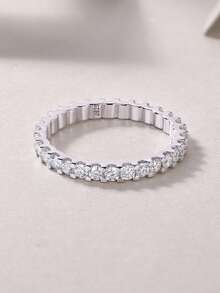 925 Sterling Silver Moissanite Ring, Suitable For Banquet, Party, Official Occasions, Festivals, Valentine's Day, Engagement, Wedding, Anniversary, Birthday Gift, With Certificate - Silver - View 7