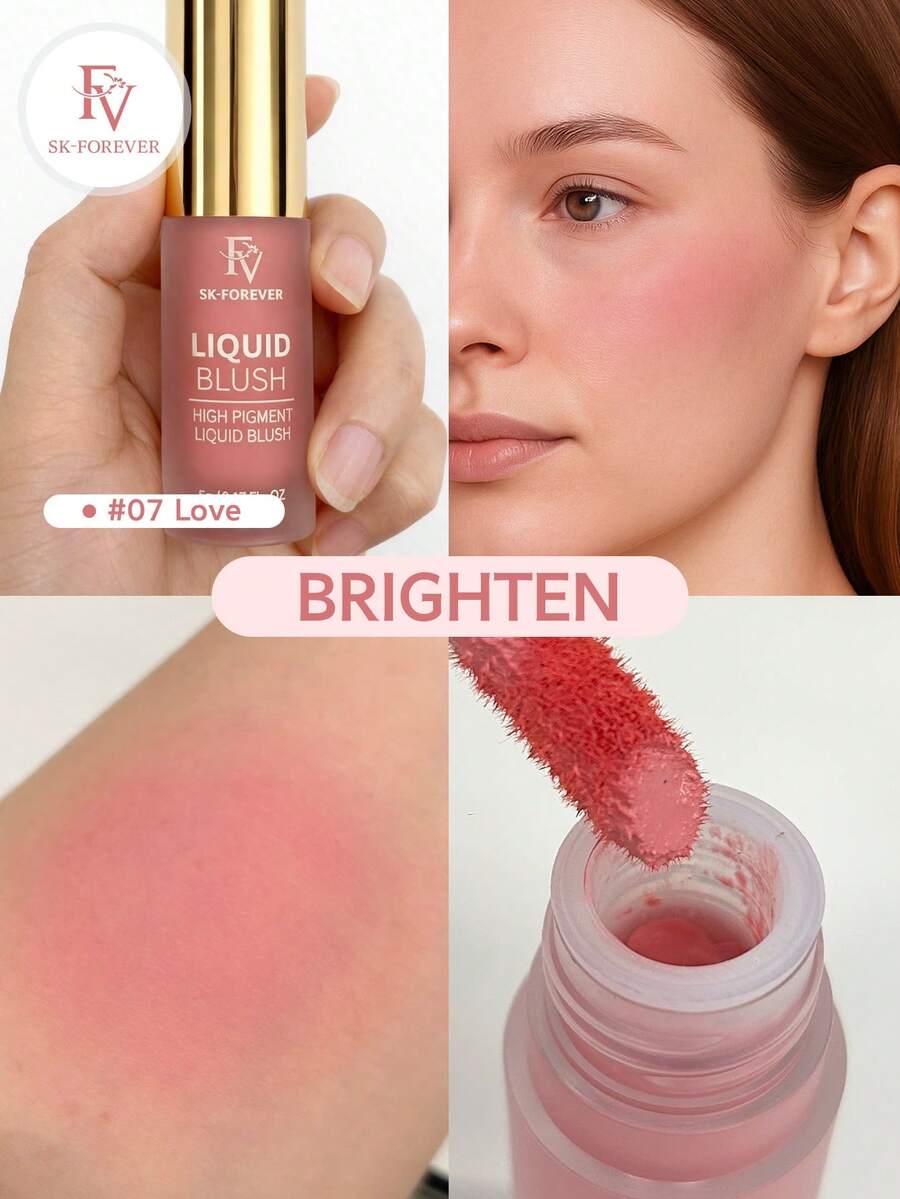 FV High-Pigment Liquid Blush, Long-Lasting & Buildable, Lightweight Blendable Texture For Natural Dewy Makeup Look, Rare Brand Cosmetics, Ideal For Women & Girls, Perfect Winter Choice, Y2K Fashion, Great Birthday & Christmas Gift, Party Essential, Best Color - Yêu - Xem 1