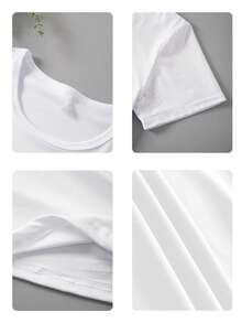 Women's Casual Ditsy Floral Round Neck Short Sleeve T-Shirt, Suitable For Spring, Summer, Autumn, Valentine's Day/Back To School - White - View 11