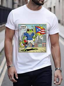 Big And Tall Plus Size Men's Funny Football Bowl Party T-Shirt Coqui Frog Holding Puerto Rico Flag In Sports Uniform Cartoon Design Casual Sports Fan Clothing Gift Suitable For Game Day Retro Style Round Neck Short Sleeved T-Shirt Adult Seasonal Wear Humorous Football Theme Design Local Warehouse Delivery Men's Pattern T-Shirt Rock T-Shirt Men's Clothing Men Gifts Adult Gifts, Matching Couple Tees | Casual Tshirt, Valentine's  T-Shirts For Large Men Gifts - 白色 - 查看 1