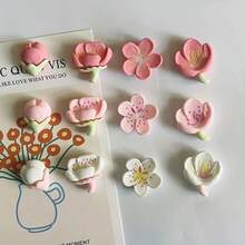 12pcs Pink, White Sakura Flower Refrigerator Magnets, Cute Floral Fridge Stickers, Whiteboard Magnets, Decorative Refrigerator Magnets, Suitable For Office, Kitchen, Home Decor, Room Decor, Birthday Gift, Christmas Gift - Multicolor - View 3