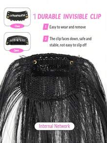 4/2pcs Fringe Wig Pieces, High-Temperature Resistant 10-Inch Double-Hair Clips For Sideburns, Air-Style Side Profile Fringe Backing Stickers, Natural "Double-Hair" Clips Like Silk, Wig Fringes, Women's Wigs, Styling Tools - Multicolor - View 4