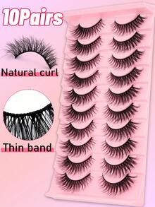 10 Pairs Of Fluffy False Eyelashes, Cute And Playful, Fluffy And Natural With Curvature, Reusable, Suitable For Beginners - Natural Lashes - View 3