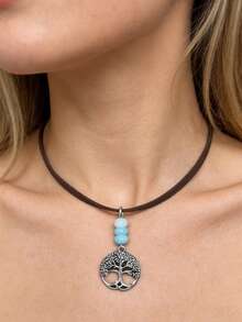 1 Piece Of Vintage Flower Alloy Women's Pendant Necklace, Suitable For Women's Daily Casual Wear, Holiday Gift - 彩色 - 查看 7