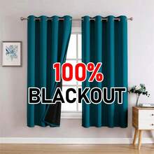 2 Panels 100% Blackout Curtains With Back Coating & Grommets - Sun Blocking Privacy Drapes For Living Room Bedroom Indoor Home Decor - 灰色 - 查看 7