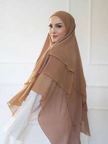 1pc Women's Elegant Solid Color Three-Layer Hooded Robe, Chador, Khimar, Jilbab, Breathable Sun Protection Headscarf, Suitable For Casual Outdoor Wear In All Seasons - Multicolor - View 42