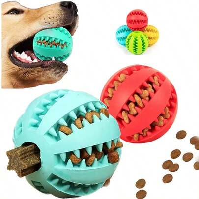 Random Color Pet Dog Rubber Ball Toy, Highly Interactive, Suitable For Small, Large, Puppy Dogs And Cats, Can Be Used For Chewing And Teeth Cleaning, Durable And Elastic, Pet Supplies Accessory