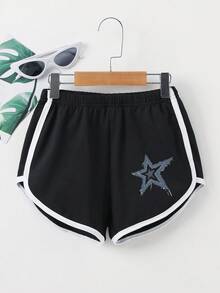 Bộ 2 món cho bé gái gồm áo thun ngắn tay in hình ngôi sao và quần short, kiểu dáng rộng rãi, thoáng khí, thời trang dễ thương, đa năng cho mùa hè. - Nhiều màu - Xem 5