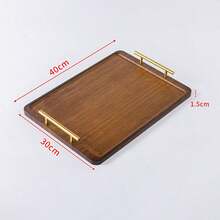 1pc Nanmu Bamboo Tea Tray, New Chinese Style Rectangular Tea Serving Tray With Handle, Household & Hotel Tea Accessories - Bamboo Color - View 10