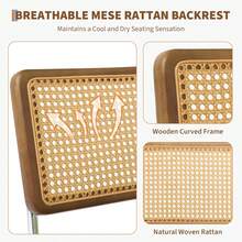 Sillas de comedor tapiceadas de ratán y terciopelo, sillas de cocina de 1 paquete con respaldo de caña alto y patas de madera para comedor, cocina o restaurante - Terciopelo verde - Ver 9