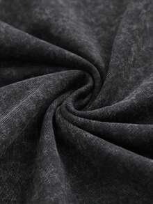 Casual Oversized Black Denim T-Shirt With YHWH Text Graphic Stylish Relaxed Fit Crew Neck Short Sleeve Fashion Top For Every Generation - 黑色 - 查看 4