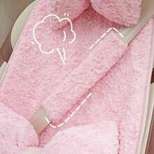 1个毛绒玫瑰花汽车安全带肩垫，柔软防滑汽车安全带套 - A - 查看 5