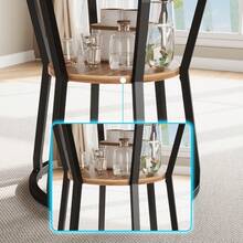 Mesa de comedor redonda de 47,2 pulgadas para 4, Mesa de cocina de granja con estante de almacenamiento y base cruzada, Pequeña mesa de ahorro de espacio para cocina, Cantón de comedor, Apartamento - Marrón - Ver 7