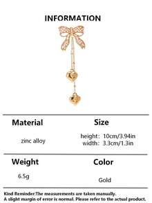 1枚优雅复古胸针，金色蝴蝶结，心形流苏，镶嵌奢华水钻，高品质女士胸针，适合休闲、假日、派对、节日等场合，也可作为情人节礼物。 - 金色 - 查看 6