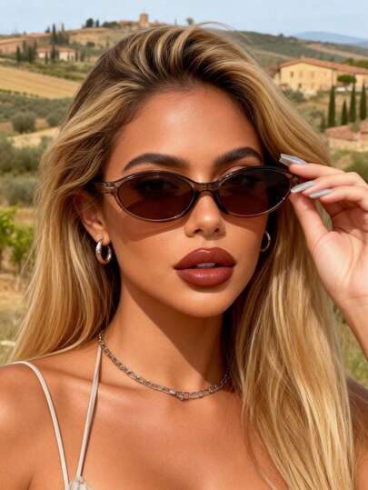 1 pieza Gafas ovaladas clásicas de personalidad elegante y exquisita, estilo Ins, para mujer, transparentes, para uso diario, oficina, lectura, ver TV, jugar, teléfono, negocios casuales, accesorios de moda femenina, adecuados para todos los tipos de rostro