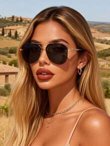 1副几何金属全框眼镜，永不过时，简约精致复古时尚，适合女性佩戴 - 街头风、日常生活、驾驶、划船、户外休闲活动装饰 - 彩色 - 查看 8