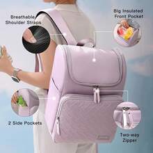 33 Can Leakproof Cooler Backpack, Insulated Waterproof Design Lunch Backpack Cooler For Outdoor Hiking, Camping & Picnics, Purple - Purple - View 4