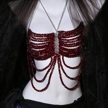 Sexy, Fashionable, High-End Rhinestone Chest Chain, Top Chain, Wedding Dress, Nightclub Party Jewelry - Silver - View 13