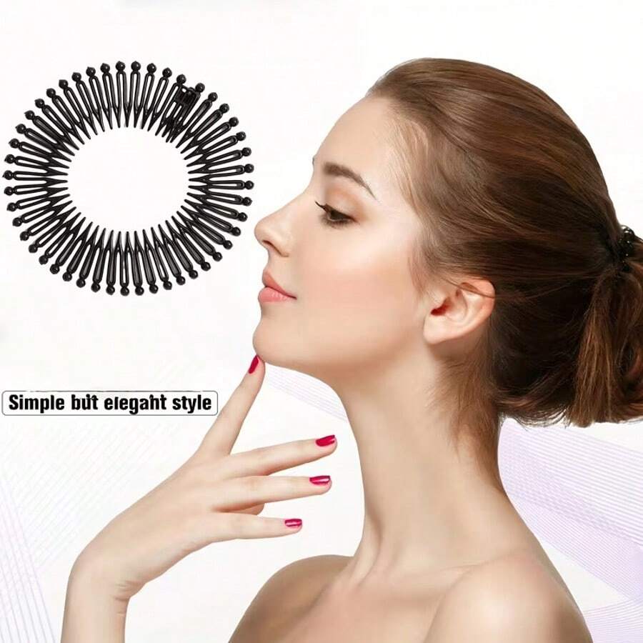 1/3个装 女士塑料全圆弹力钻石形柔韧齿发夹，防滑护发配件 - 彩色 - 查看 1