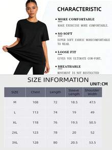 OKP 5 Pieces Of Large-Sized Multi-Color T-Shirts For Girls, Sporty And Casual Women'S Wear, With A Simple And Elegant Style. Suitable For Daily Exercise, Running, Cycling, Can Also Be Used As Pajamas,Large-Sized Clothing. - 彩色 - 查看 7