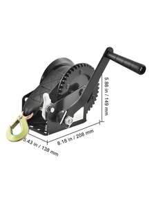 Hand Winch, 1200 Lbs Pulling Capacity, Boat Trailer Winch Heavy Duty Rope Crank With 23 Ft Polyester Strap And Two-Way Ratchet, Manual Operated Hand Crank Winch For Trailer, Boat Or ATV Towing - màu đen - Xem 10